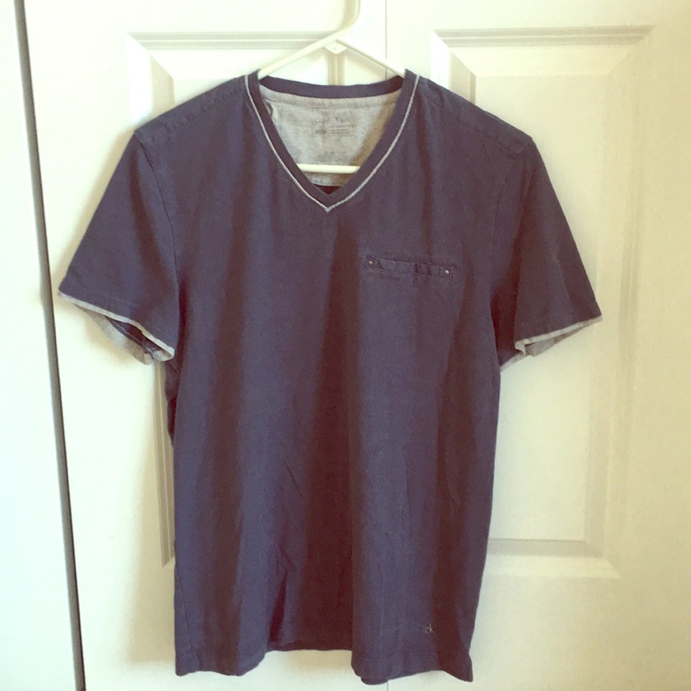 Calvin Klein navy blue v neck tee